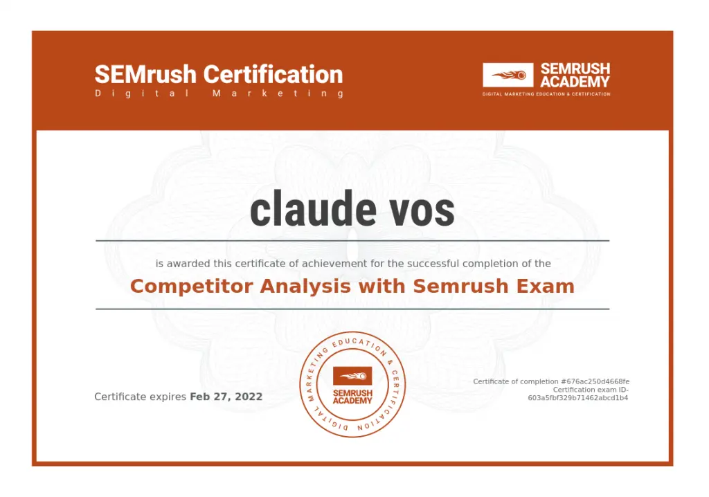 SEMRush certification